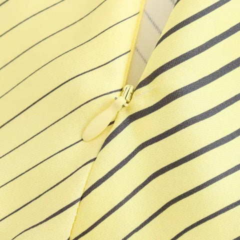 New Fashion Sexy Halter Satin Texture Contrast Striped Casual Dress CODE: KAR3714