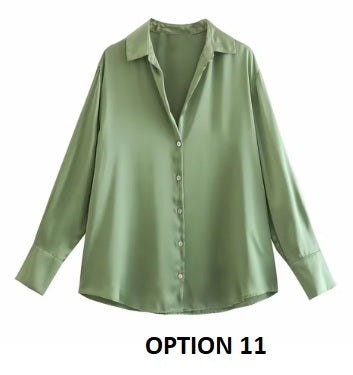 New Long Sleeve Loose Style Silk Texture Striped Shirt CODE: KAR3746