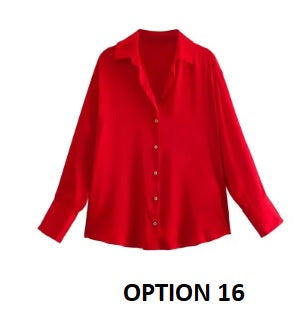 New Long Sleeve Loose Style Silk Texture Striped Shirt CODE: KAR3746