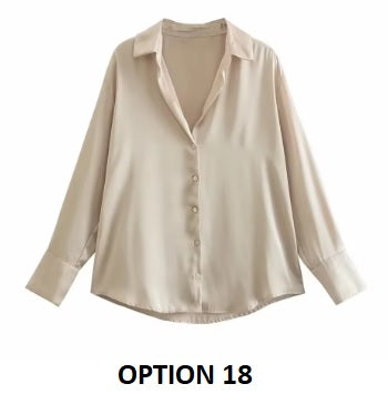 New Long Sleeve Loose Style Silk Texture Striped Shirt CODE: KAR3746