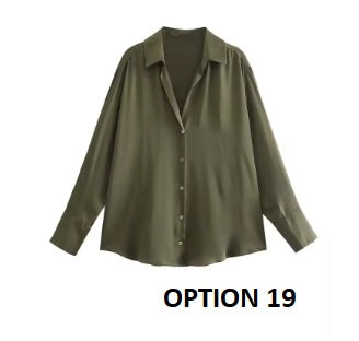 New Long Sleeve Loose Style Silk Texture Striped Shirt CODE: KAR3746