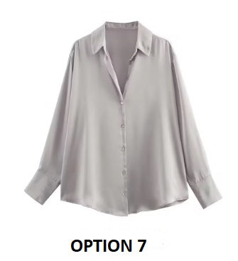 New Long Sleeve Loose Style Silk Texture Striped Shirt CODE: KAR3746