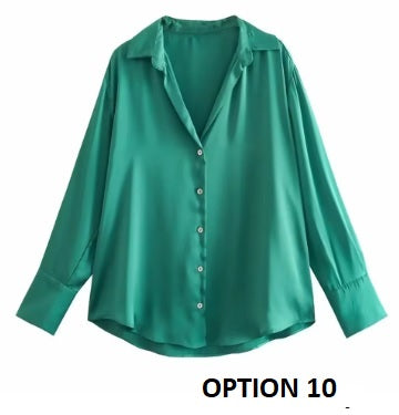 New Long Sleeve Loose Style Silk Texture Striped Shirt CODE: KAR3746