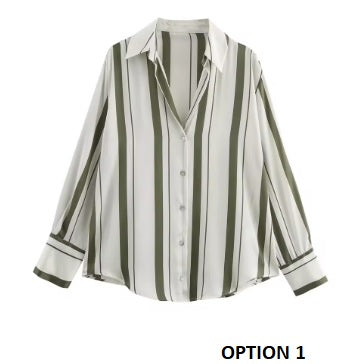 New Long Sleeve Loose Style Silk Texture Striped Shirt CODE: KAR3746