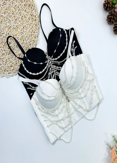 New Diamonds Pearl Chain Crop Top CODE: KAR3845