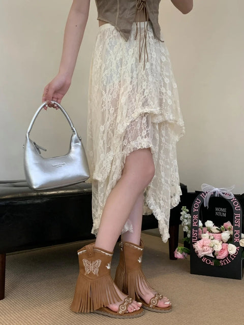 New Butterfly Embroidery High Heel Boots CODE: KAR3871