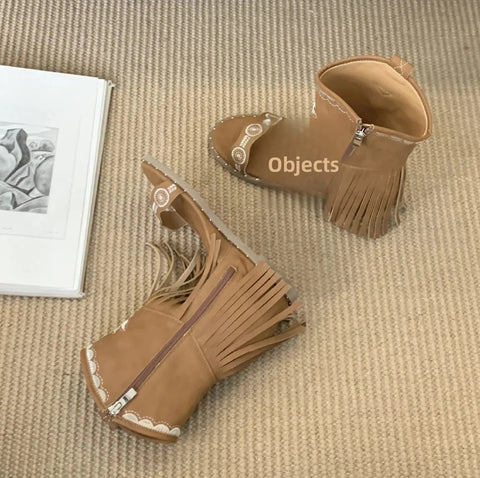 New Butterfly Embroidery High Heel Boots CODE: KAR3871