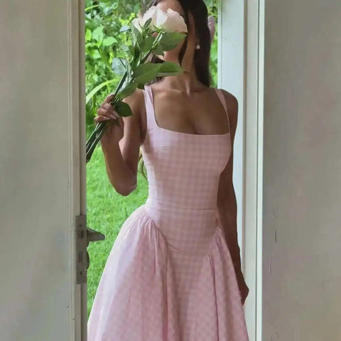 New Printed Spaghetti Sexy Lining Backless Party Midi Dress CODE: KAR3948