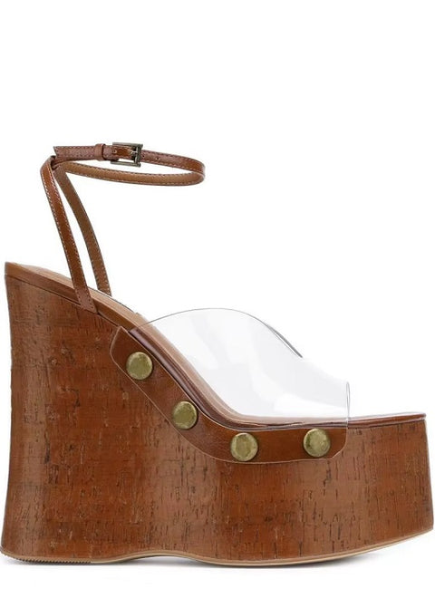 New Fashion Transparent With Metal Button Platform Sandals CODE: KAR4018