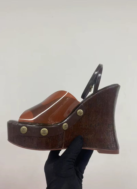 New Fashion Transparent With Metal Button Platform Sandals CODE: KAR4018