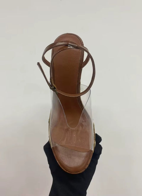 New Fashion Transparent With Metal Button Platform Sandals CODE: KAR4018