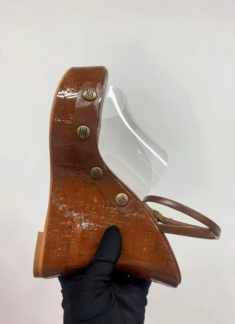 New Fashion Transparent With Metal Button Platform Sandals CODE: KAR4018