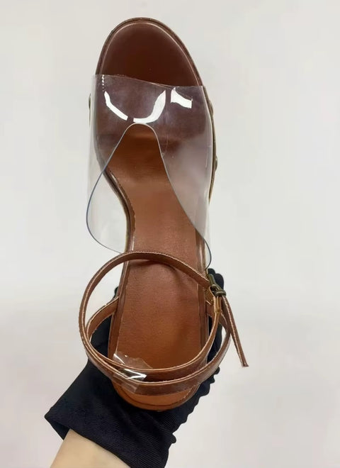 New Fashion Transparent With Metal Button Platform Sandals CODE: KAR4018