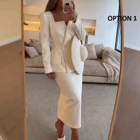 New Casual Long Loose Top And Skirt Two Piece Set CODE: KAR4038