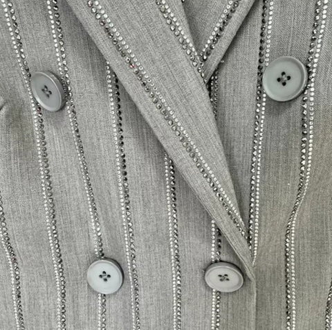 New Lapel Long Sleeve Spliced Pockets Coat High Waist Pant Chic Set CODE: KAR4044