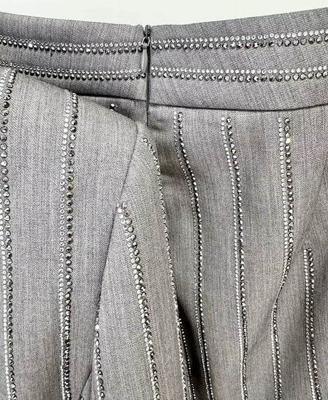 New Lapel Long Sleeve Spliced Pockets Coat High Waist Pant Chic Set CODE: KAR4044