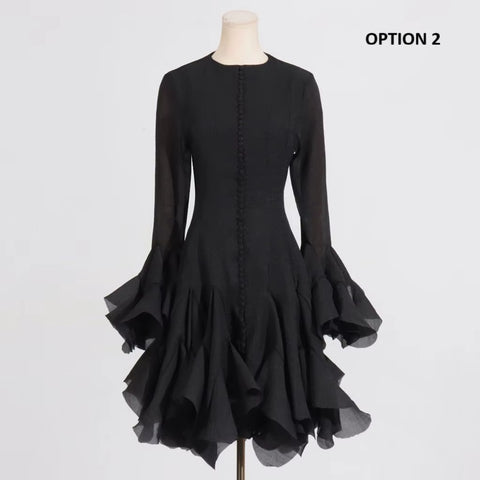 New High-collar Long-sleeved Fashion Mid-length Gown CODE: KAR4050