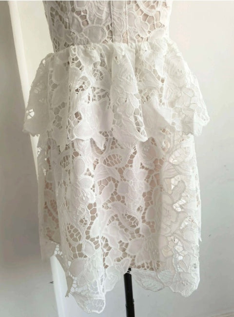 New Embroidery Lace Short And Backless Sexy Evening Party Dress CODE: KAR4052