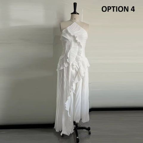 New Neck Strap Ruffles Backless Evening Party Dress CODE: KAR4053