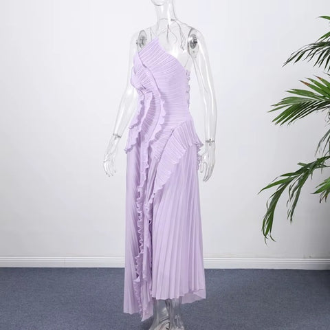 New Neck Strap Ruffles Backless Evening Party Dress CODE: KAR4053