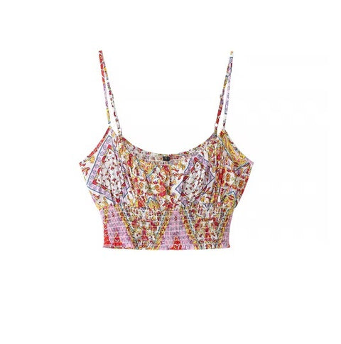New Bohemian Vest And Wide Leg Pant And Crop Tank Top Two Piece Set CODE: KAR4055