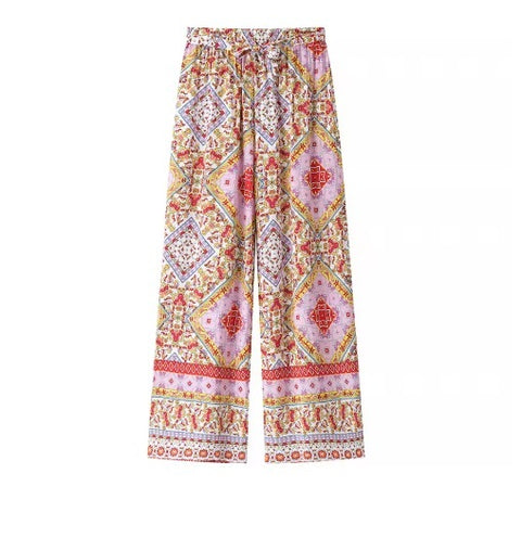 New Bohemian Vest And Wide Leg Pant And Crop Tank Top Two Piece Set CODE: KAR4055