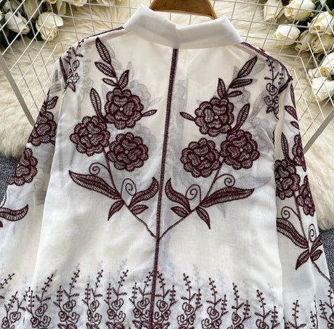 New Sheer print loose Single Breasted Long Sleeve Top CODE: KAR4056