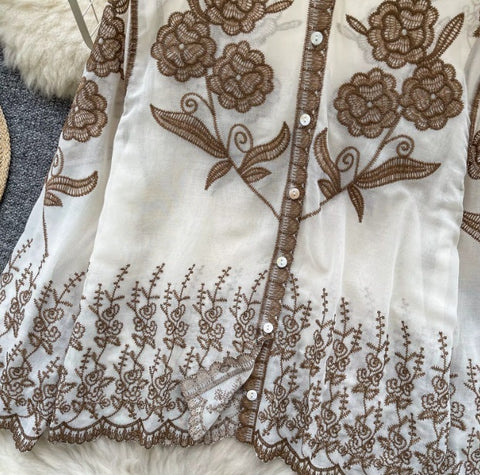 New Sheer print loose Single Breasted Long Sleeve Top CODE: KAR4056