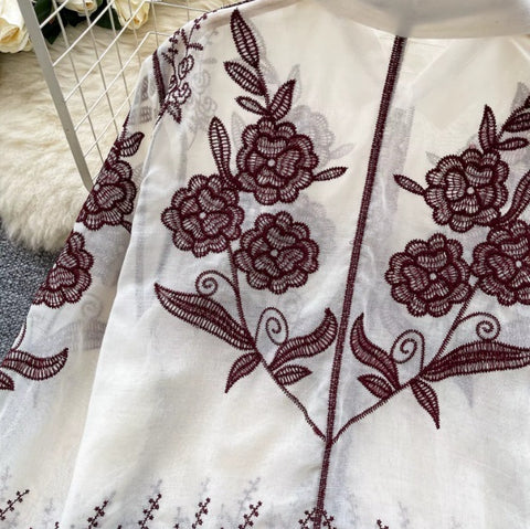 New Sheer print loose Single Breasted Long Sleeve Top CODE: KAR4056