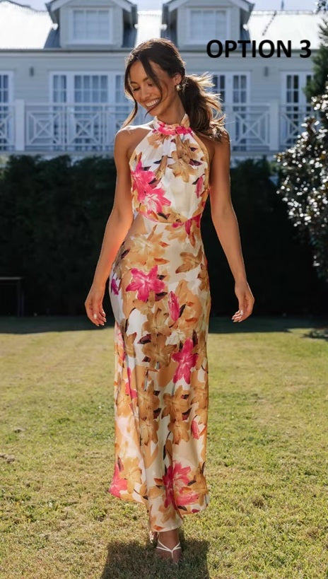 New Sexy Neck Strap Open Back Printed Long Dress CODE: KAR4057