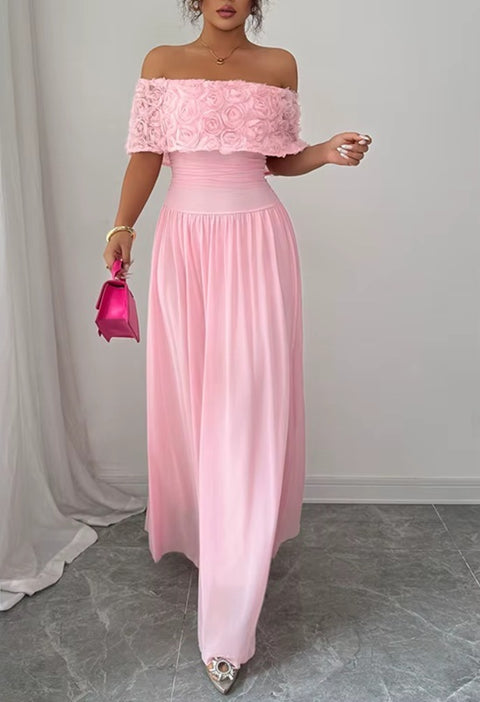 New Off-The-Shoulder Pleated Elegant Evening Maxi Dress CODE: KAR4058