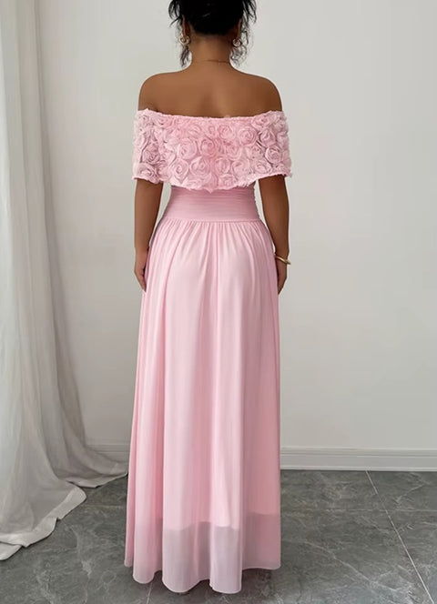 New Off-The-Shoulder Pleated Elegant Evening Maxi Dress CODE: KAR4058