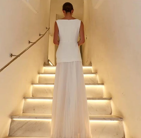 New Pleated Patchwork Sleeveless Loose Party Dress: KAR4059