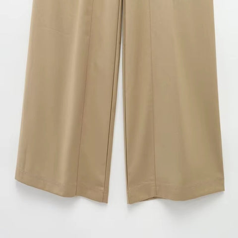 New Wide Leg Casual Retro Plaid Splicing High Waist Long Trousers Pant CODE: KAR4060