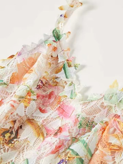 New Printed Slash Collar Camisole Long Dress CODE: KAR4064