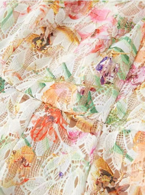 New Printed Slash Collar Camisole Long Dress CODE: KAR4064