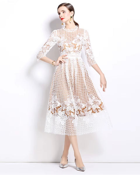 New Flower Embroidery Lace Long Party Vestidos CODE: KAR4065