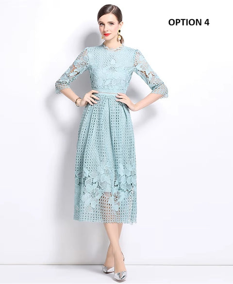 New Flower Embroidery Lace Long Party Vestidos CODE: KAR4065