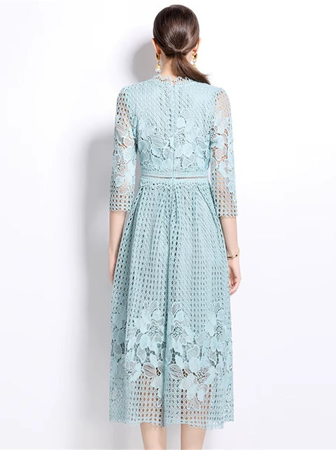 New Flower Embroidery Lace Long Party Vestidos CODE: KAR4065