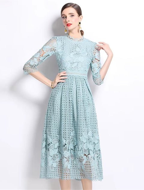 New Flower Embroidery Lace Long Party Vestidos CODE: KAR4065