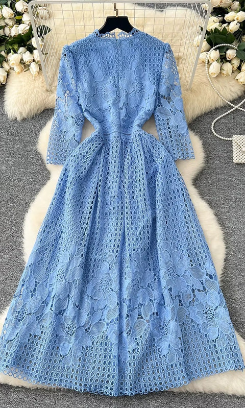 New Flower Embroidery Lace Long Party Vestidos CODE: KAR4065