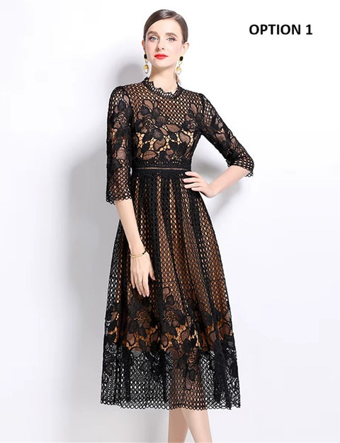 New Flower Embroidery Lace Long Party Vestidos CODE: KAR4065