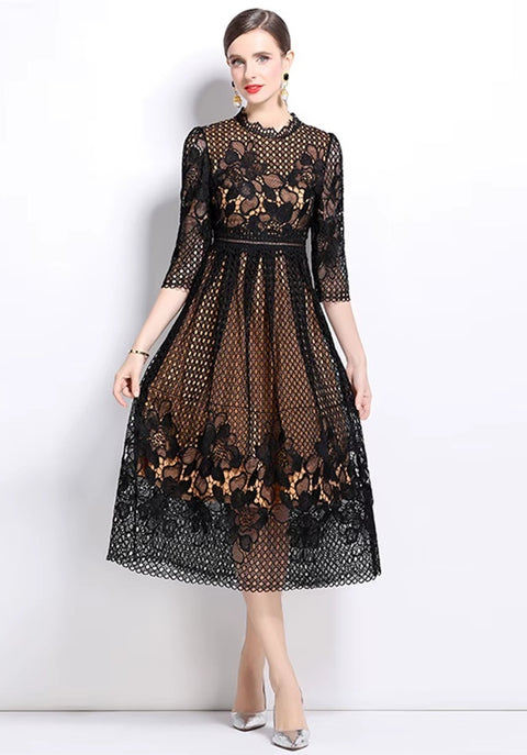 New Flower Embroidery Lace Long Party Vestidos CODE: KAR4065