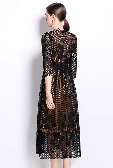 New Flower Embroidery Lace Long Party Vestidos CODE: KAR4065