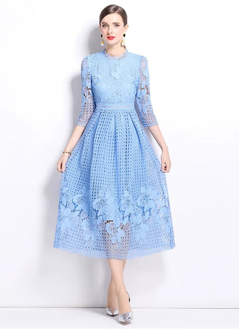 New Flower Embroidery Lace Long Party Vestidos CODE: KAR4065