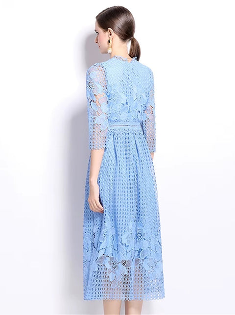 New Flower Embroidery Lace Long Party Vestidos CODE: KAR4065