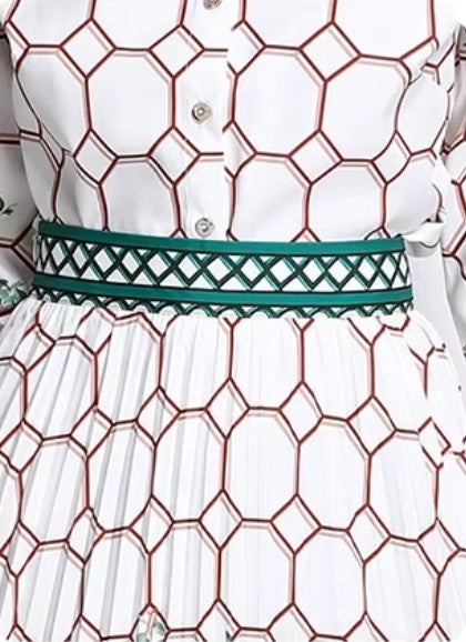 New  Turn-down Collar Loose Tops And Big Swing Long Midi Skirt Suit two piece set CODE: KAR4068