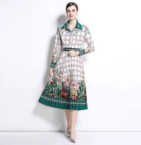 New  Turn-down Collar Loose Tops And Big Swing Long Midi Skirt Suit two piece set CODE: KAR4068