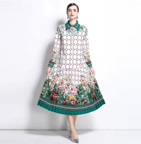 New  Turn-down Collar Loose Tops And Big Swing Long Midi Skirt Suit two piece set CODE: KAR4068