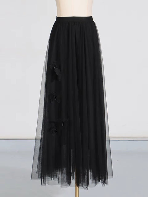 New Stand Collar Long Sleeve Top And Appliques Skirt Chic Set CODE: KAR4073